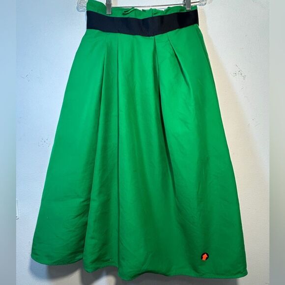 Emilio Pucci ladies midi skirt Kelly green black 8 pleated elegant modest - Picture 14 of 16